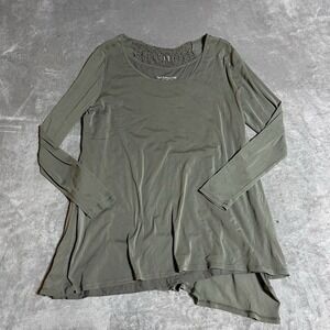 Soft Surroundings Top Womens XL Green Peasant Crochet Fairy Tunic Boho Gypsy